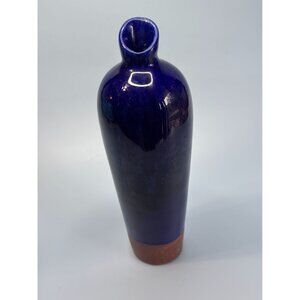 MCM Designer Vase By Sablo Machini 8.25" Tall Blue & Slag Clay Bottom